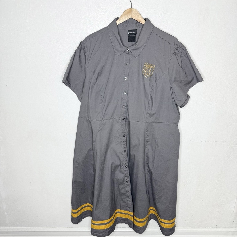 Torrid Harry Potter Gryffindor Button Down Gray Dress Women's 26‎ Cotton Stretch